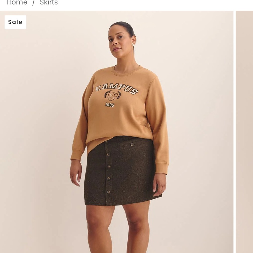 Penningtons Button-Front Mini Skirt in Dark Brown
